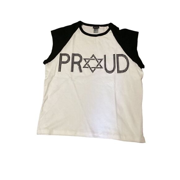 Hanes Tops - PROUD Retro Custom Printed Ringer Tee Shirt L